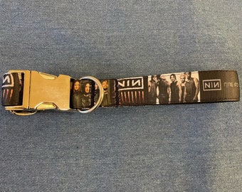 Hand-made unofficial Nine Inch Nails band dog collar