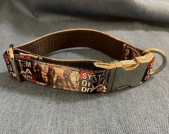 Hand-made unofficial System of a Down band dog collar