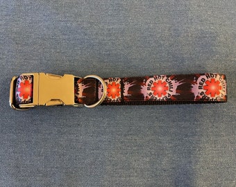 Hand-made unofficial Red Hot Chilli Peppers band dog collar