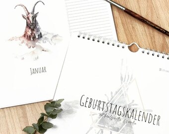 Geburtstagskalender | jahresunabhängig | handgemalte Aquarelle | Sternzeichen