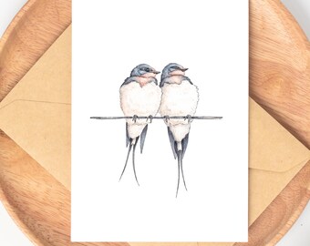 Schwalben-Paar | Rauchschwalben | Kunstdruck | Aquarell | verschiedene Größen | handmade