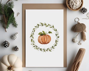 Kürbis | Kunstdruck | verschiedene Größen | Herbst | Halloween | Kranz | handmade | Aquarell