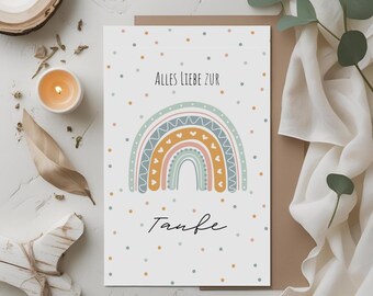 Taufe | Kunstdruck | verschiedene Größen | Regenbogen | Konfetti | Glückwunschkarte | handmade | Aquarell