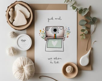 Kamera | Kunstdruck | verschiedene Größen | floral | Spruch | Empowerment | Selbstliebe | handmade | Aquarell