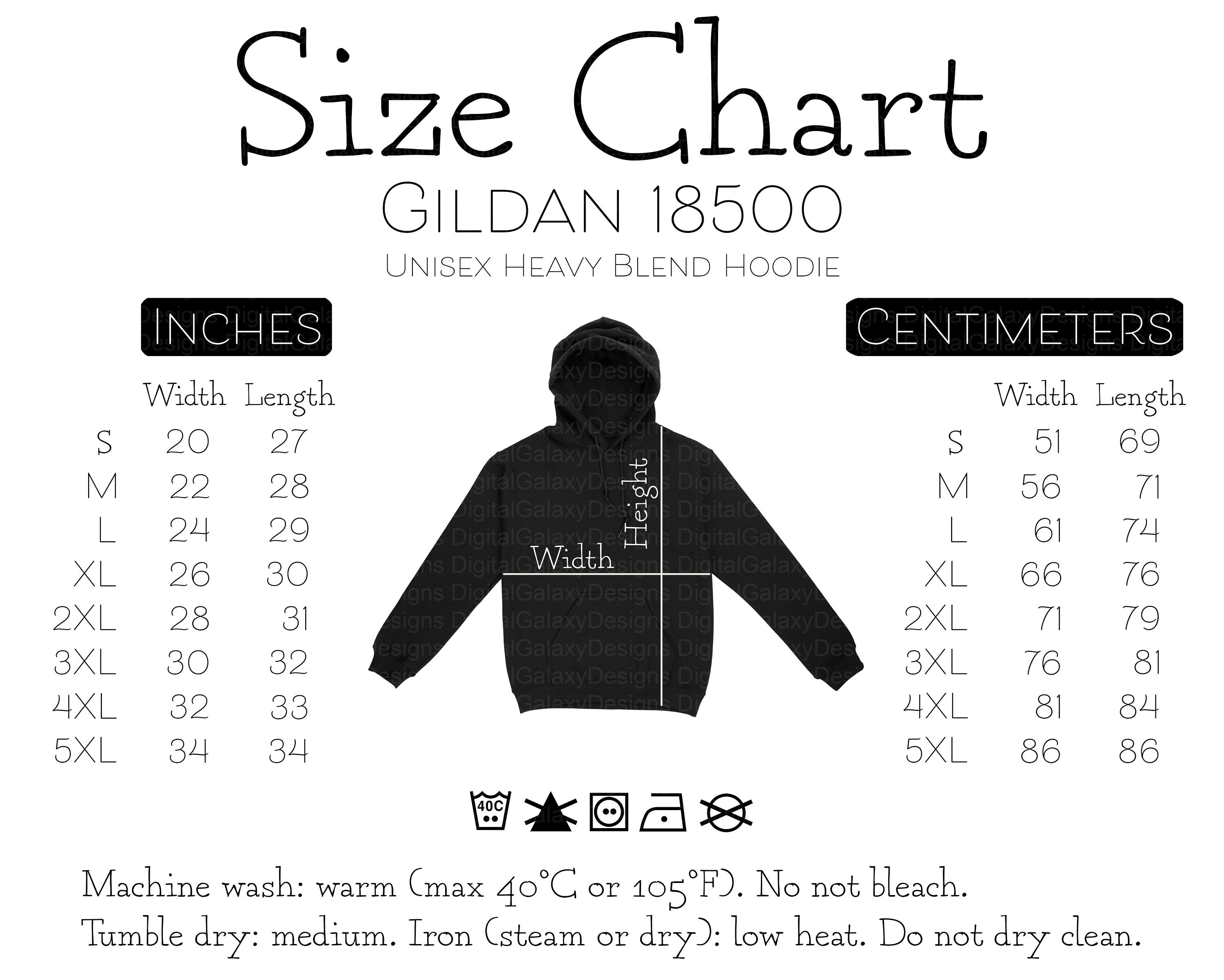 Gildan 18600 Size Chart Zip Up Hoodie Sizing Chart G186 ...