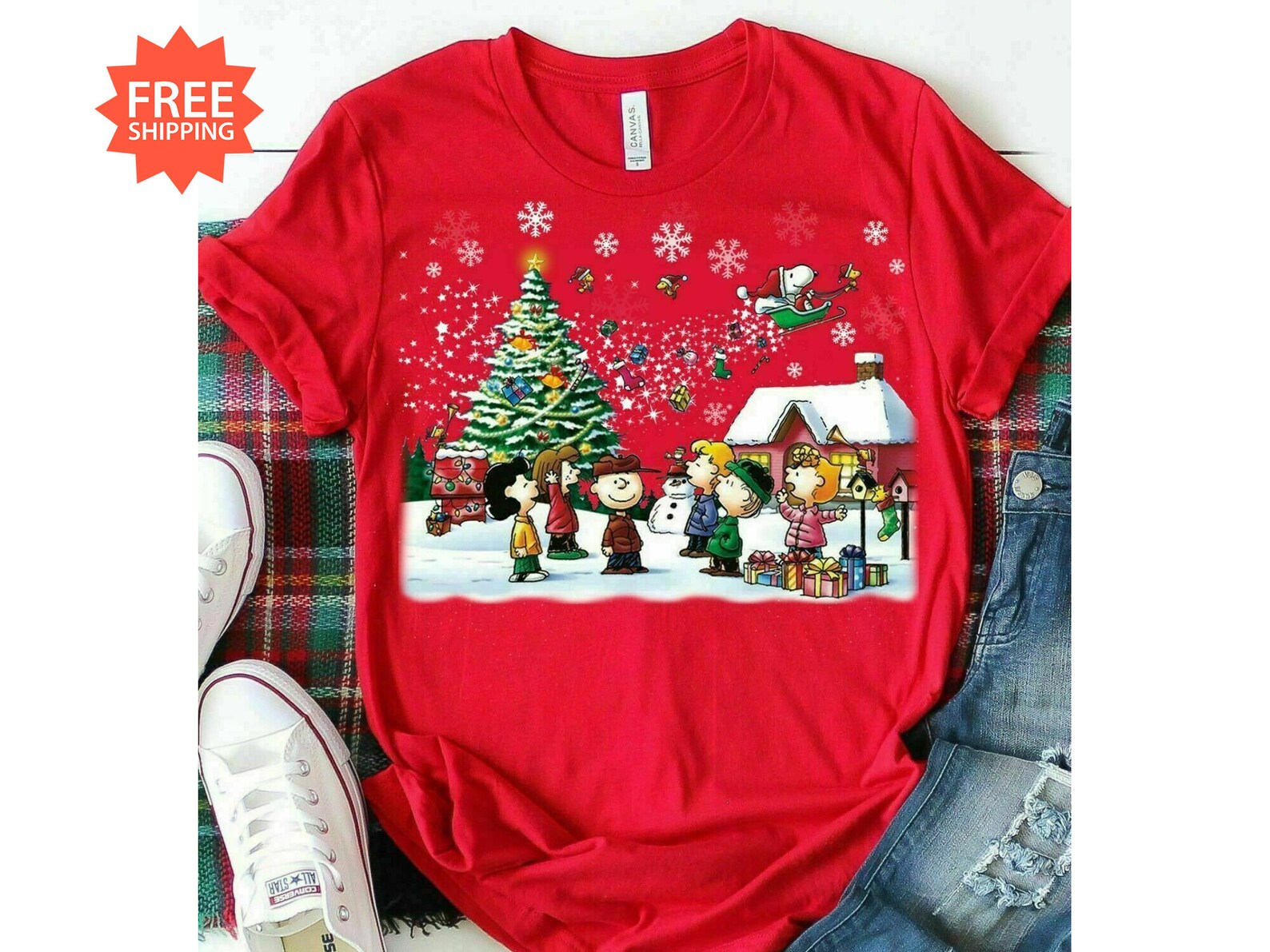 Christmas Shirt Peanuts Gang Charlie Brown Snoopy Singing Etsy