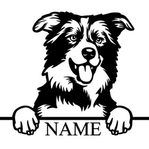 Peeking Dog decal - Name Personalization - Vinyl Car Decal, Laptop Decal, Car Window , Tablet