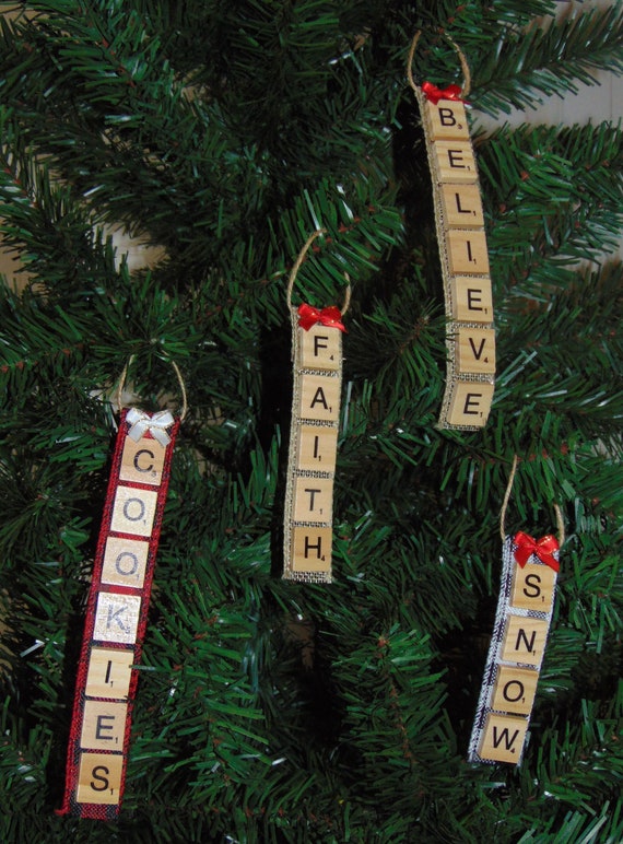 Clearance/sale Scrabble Tile Ornaments,stocking Tags,christmas Eve Box 