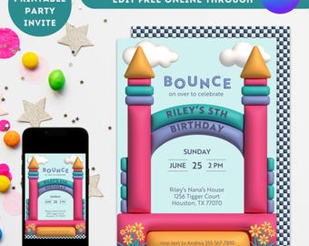 Bounce House Birthday Invitation: Princess Castle, Softplay (Digital Download)