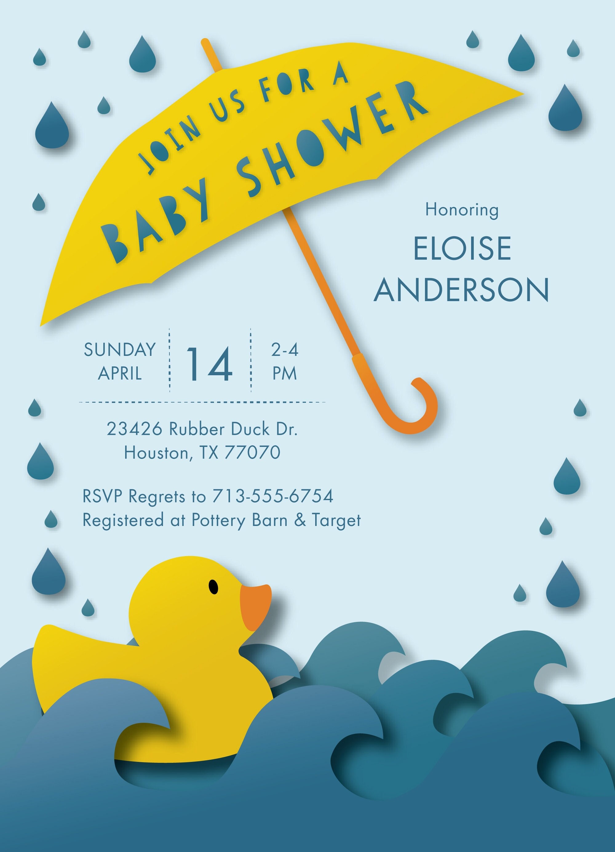 Rubber Ducky Cut Paper Printable Baby Shower Invitation. Etsy
