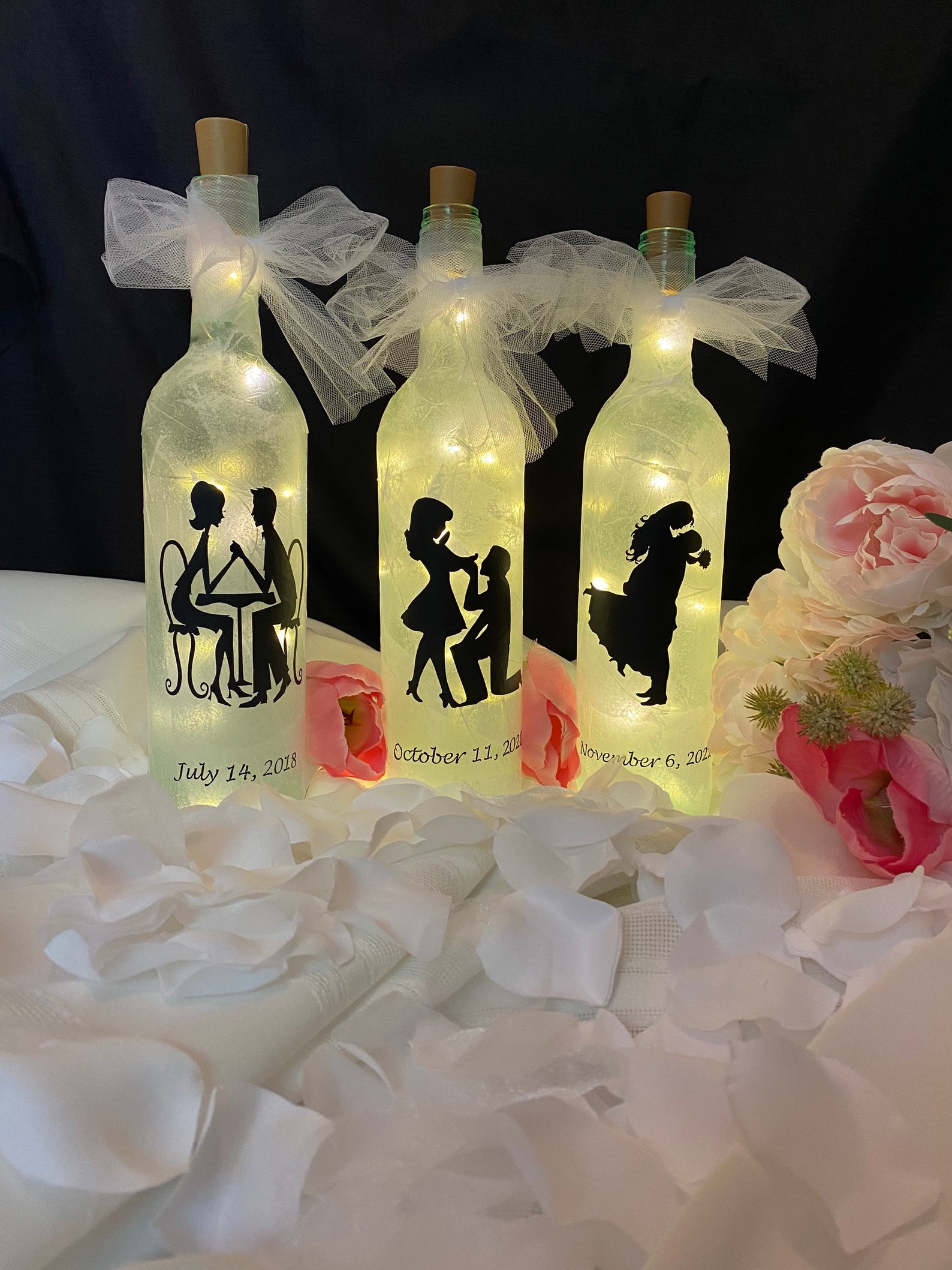 CUSTOMIZED Wine Bottles With Fairy Lights. First Dateproposal Etsy