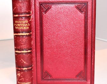 Victorian Book. Hood&#39;s Poetical Works. Lansdowne Poets. (1880) Leather. Gilt edges. Illustrated. Collectible Antique Poetry.