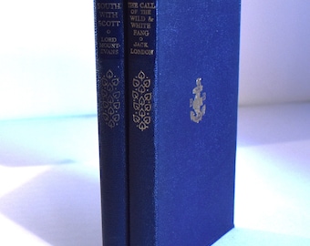 Conjunto de libros vintage: Sur con Scott y El llamado de lo salvaje, encuadernado en cuero decorativo