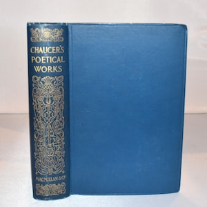 Chaucers poetische Werke. (1898) Antikes viktorianisches Buch. Globus-Edition. Dekorativer Buchrücken.