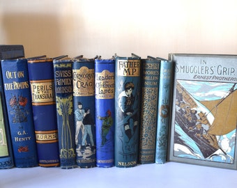 Victorian & Edwardian Books. Choose from List. Decorative Covers. Instant Library. Inc Henty. Blue  Sunday School Display Books.