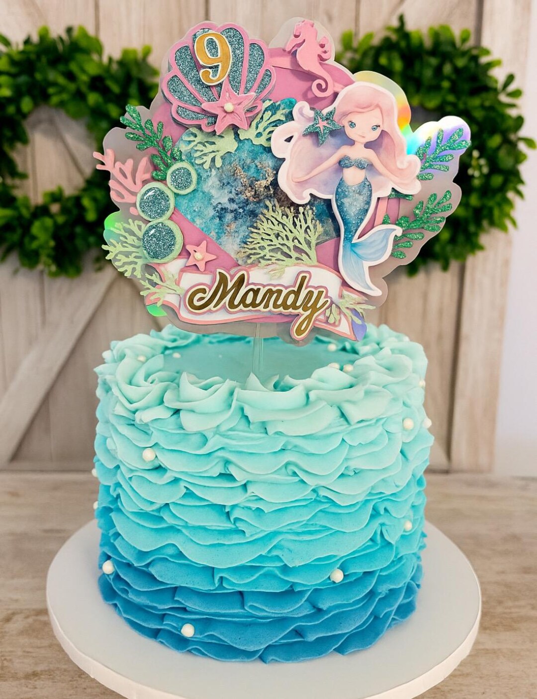 Mermaid Cake Topper: Glitter Seashell, Under the Sea Party Decor - Etsy