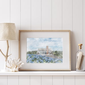 Blauwe Hortensia | Nantucket Aquarel