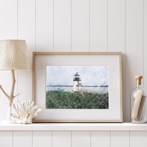 Nantucket Lighthouse | Coastal Watercolor