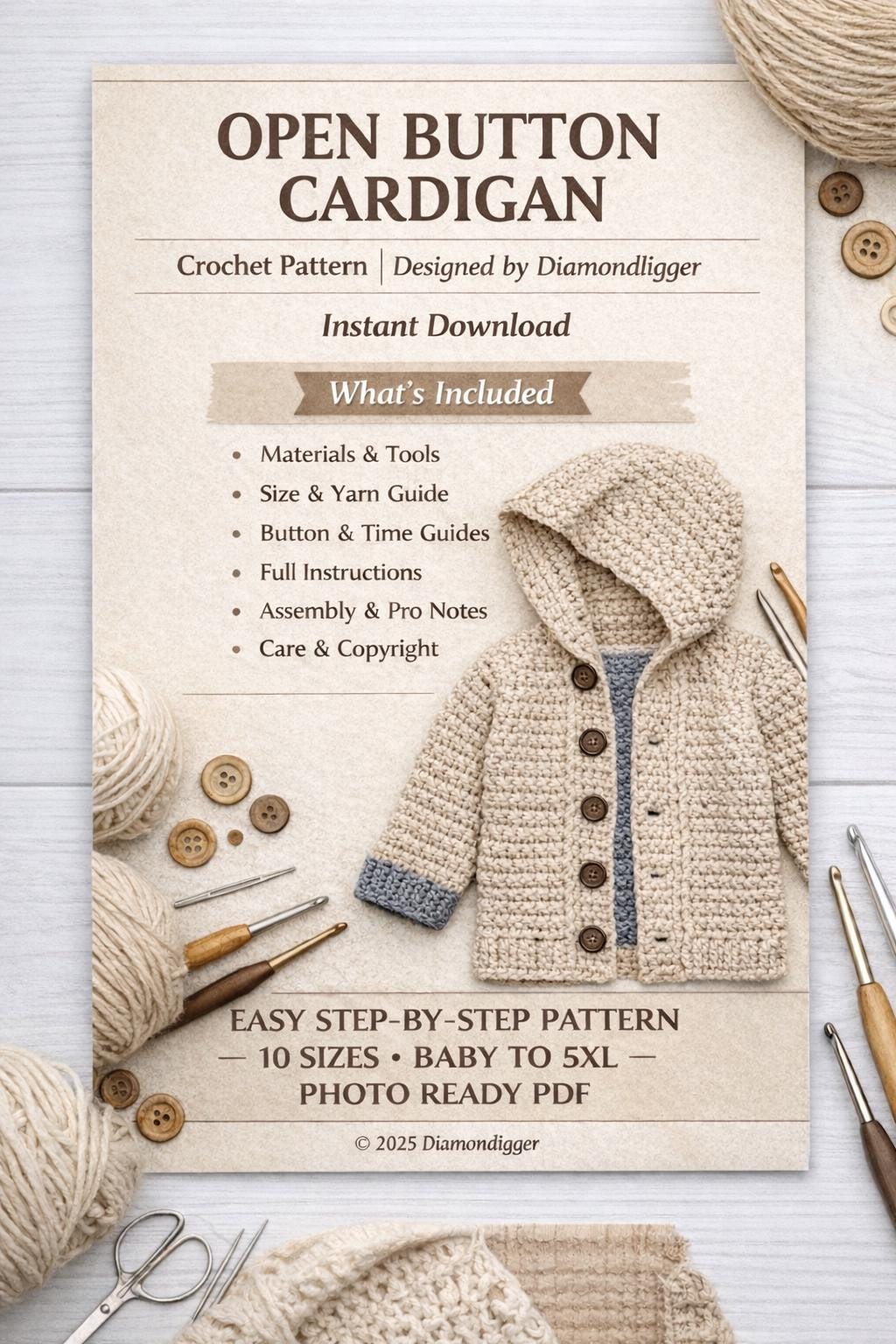 29 Modern Crochet Patterns to Refresh Your Handmade Style Today 22 Button Up Hooded Cardigan Crochet Pattern