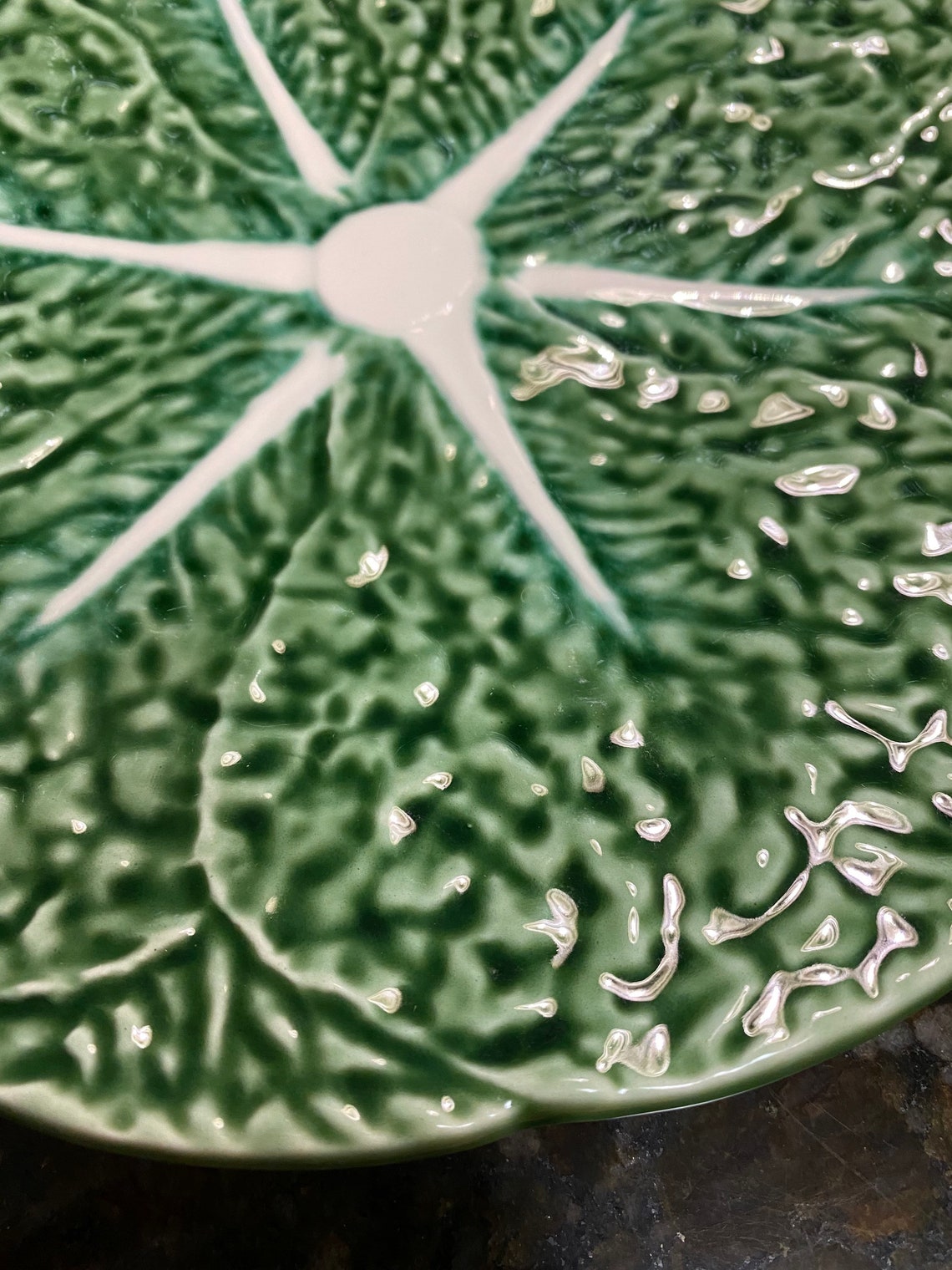 Olfaire Green Cabbage Leaf Dinner Plates Made in Portugal set Etsy