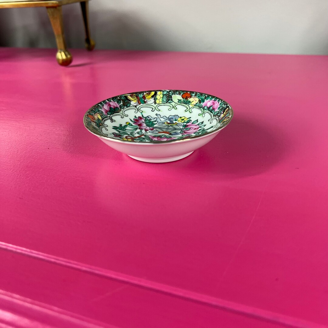 Vintage Rose Canton Rose Medallion Small Bowl Saucer Plate Etsy