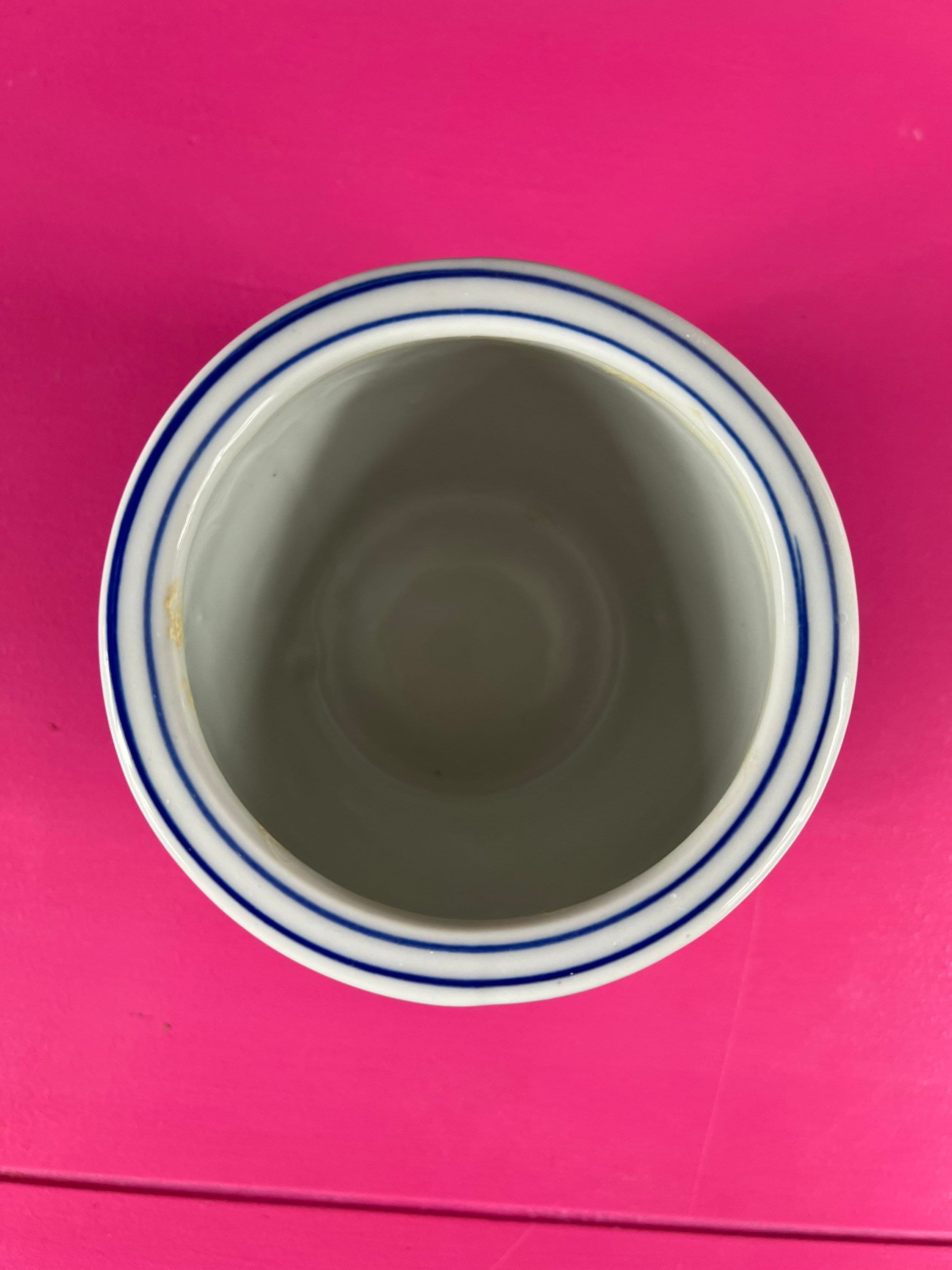 Vintage Blue and White Small Fish Bowl Chinoiserie Planter Etsy