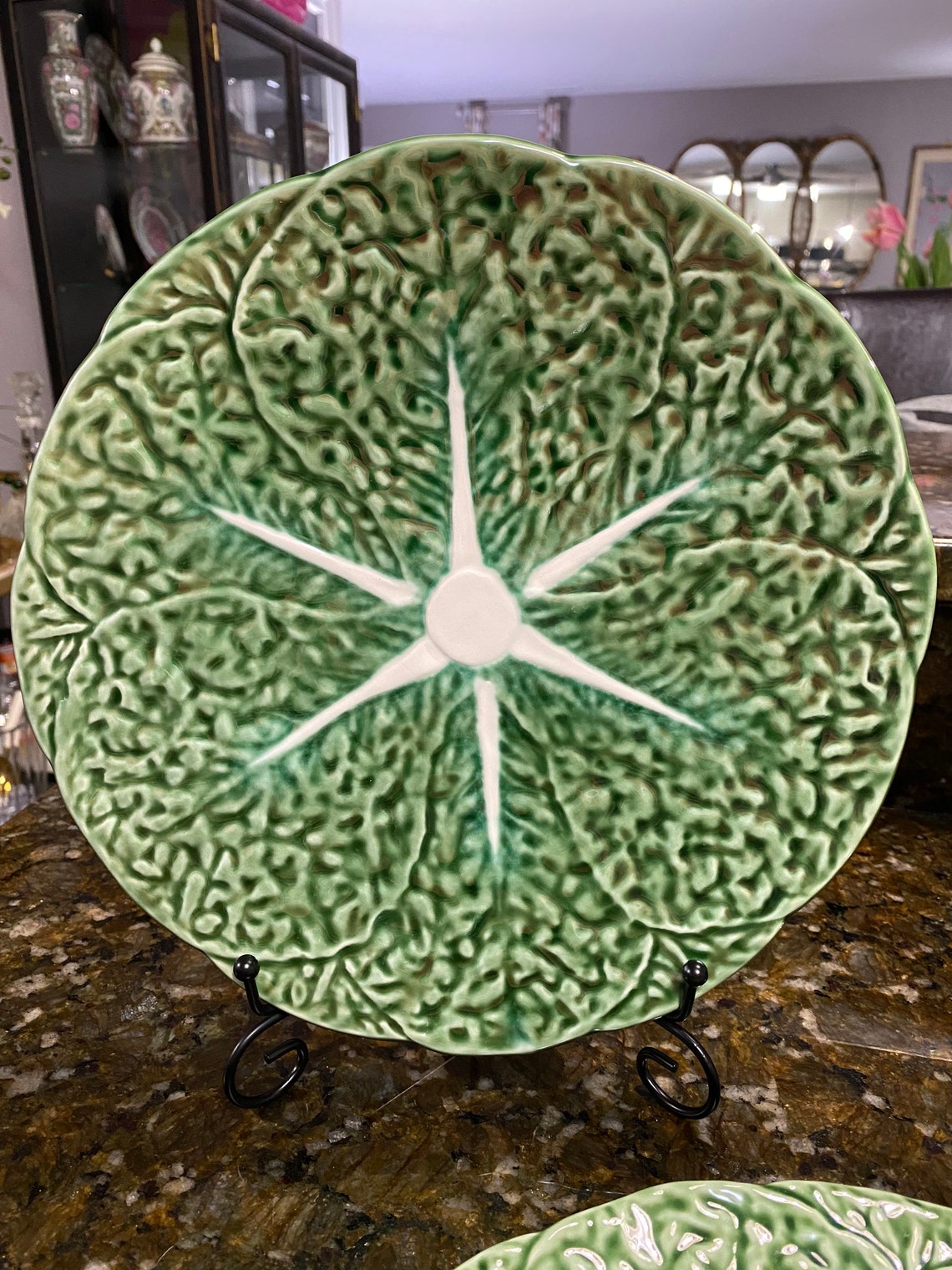 Olfaire Green Cabbage Leaf Dinner Plates Made in Portugal set Etsy