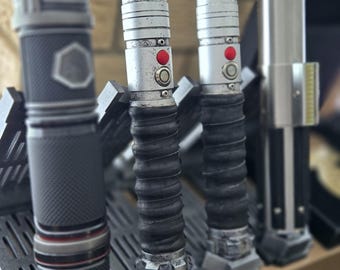 Weathered 3D Printed Lightsaber Stand: Universal Vertical Display, Star Wars Inspired