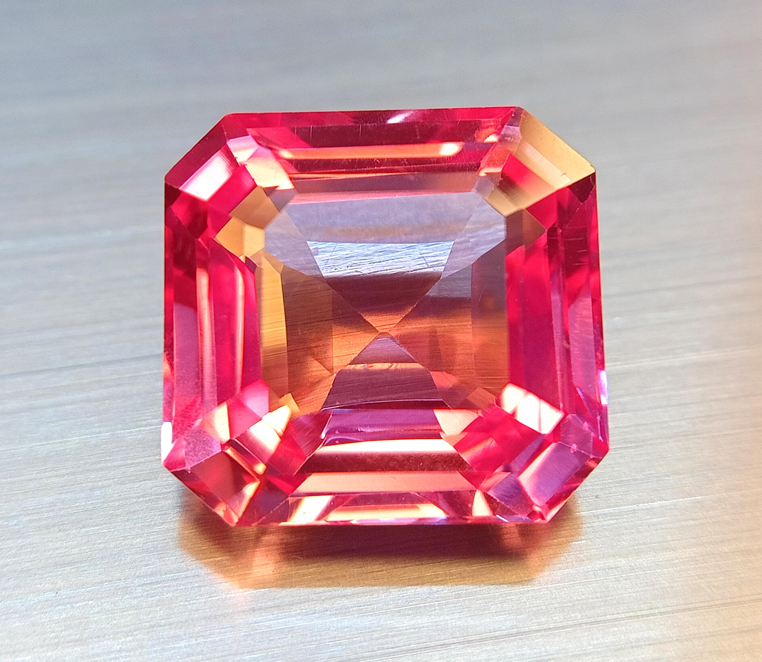 padparadscha_さま専用出品です Natural Padparadscha Sapphire Certified 16.80 Ct Square Cut Loose