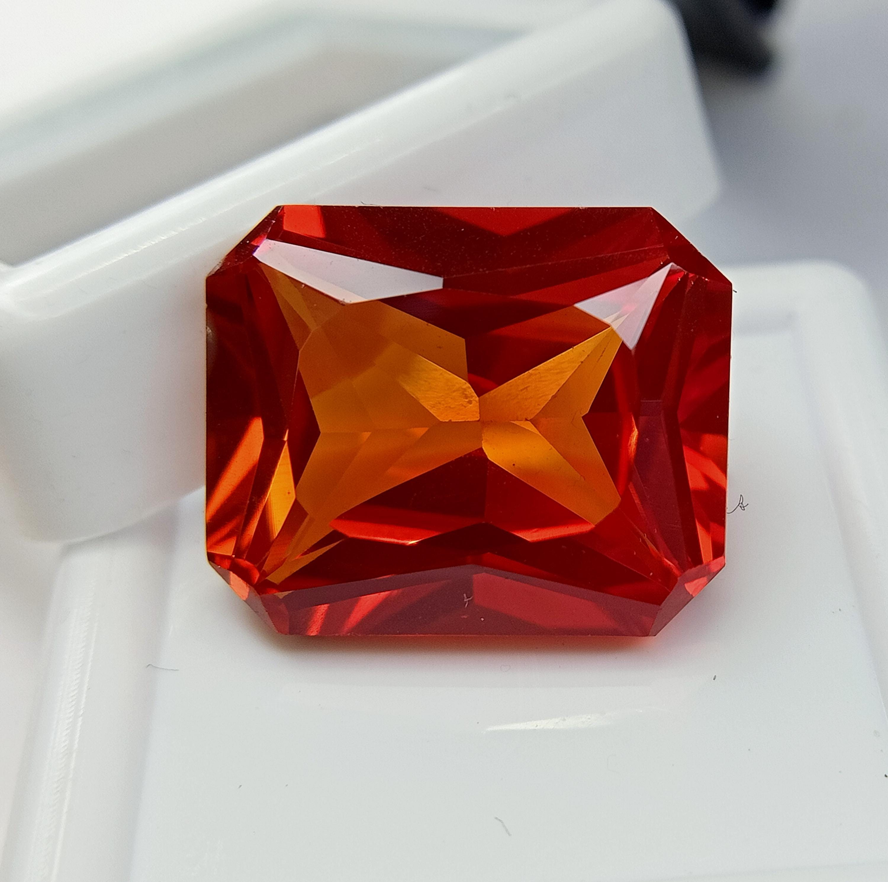 Flow Less Fire Flawless Mexican Fire Opal Red Orange Emerald Cut 21.10 Ct Natural ...