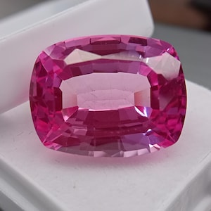 Saphir rose naturel irréprochable, certifié, taille coussin, 25,50 ct, pierre précieuse rare de qualité supérieure JM034