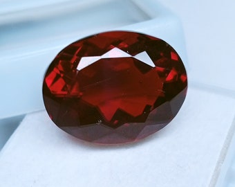 Grenat du Mozambique créé en laboratoire - Grenat ovale - Grenat 18 mm - Pierre précieuse de taille ovale - Pierre de naissance de janvier - Grenat rouge de 16,40 carats certifié JP155