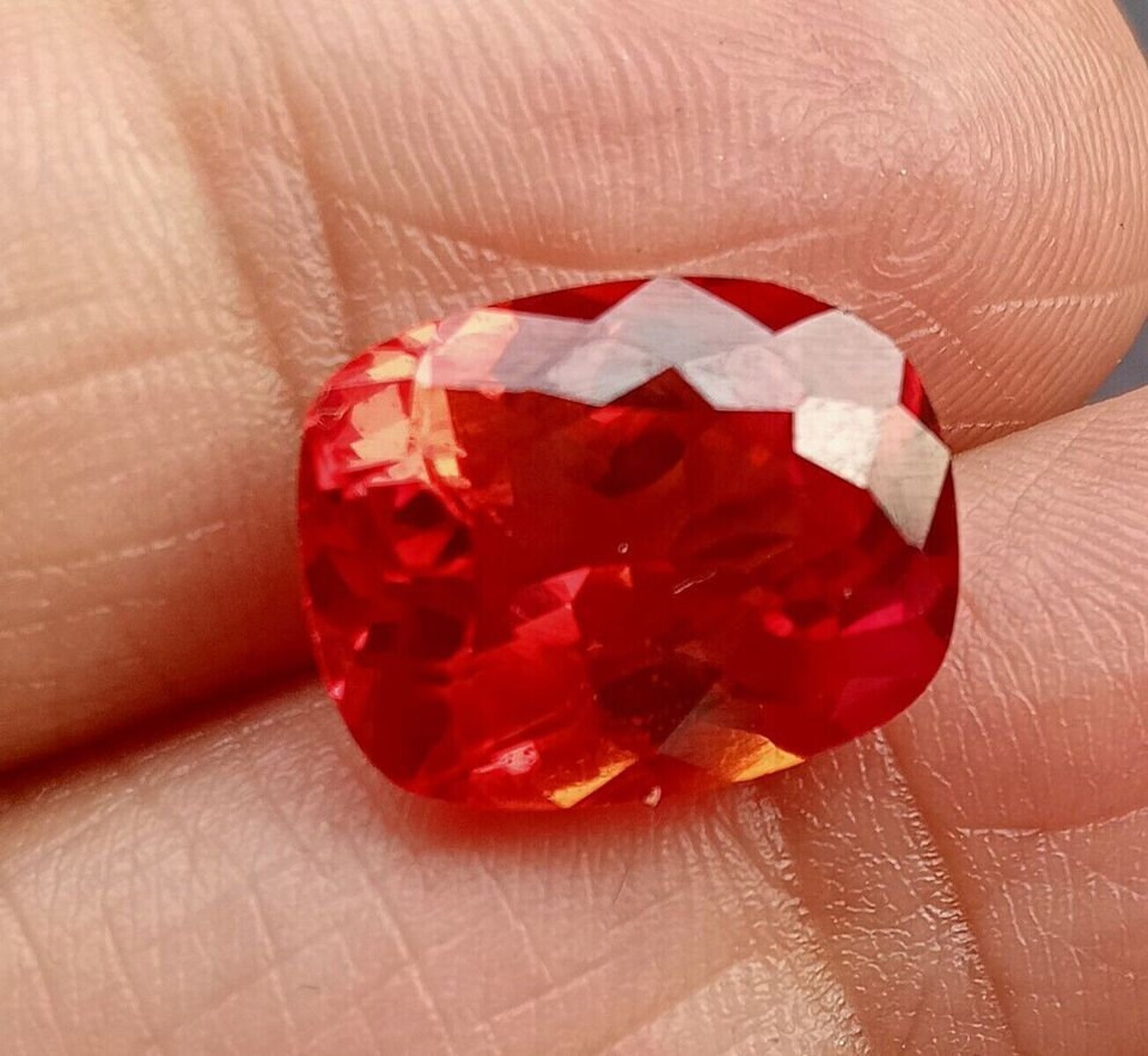 Flow Less Fire Flawless Mexican Fire Opal Red Orange Cushion 9-11 Ct Natural Gemstone ...