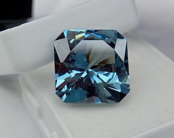 Flawless AAA++ Rare Natural Blue Aquamarine Square Cut Certified 12.60 Ct Gemstone Jewelry Making Gemstone, Best Superb Quality JM228