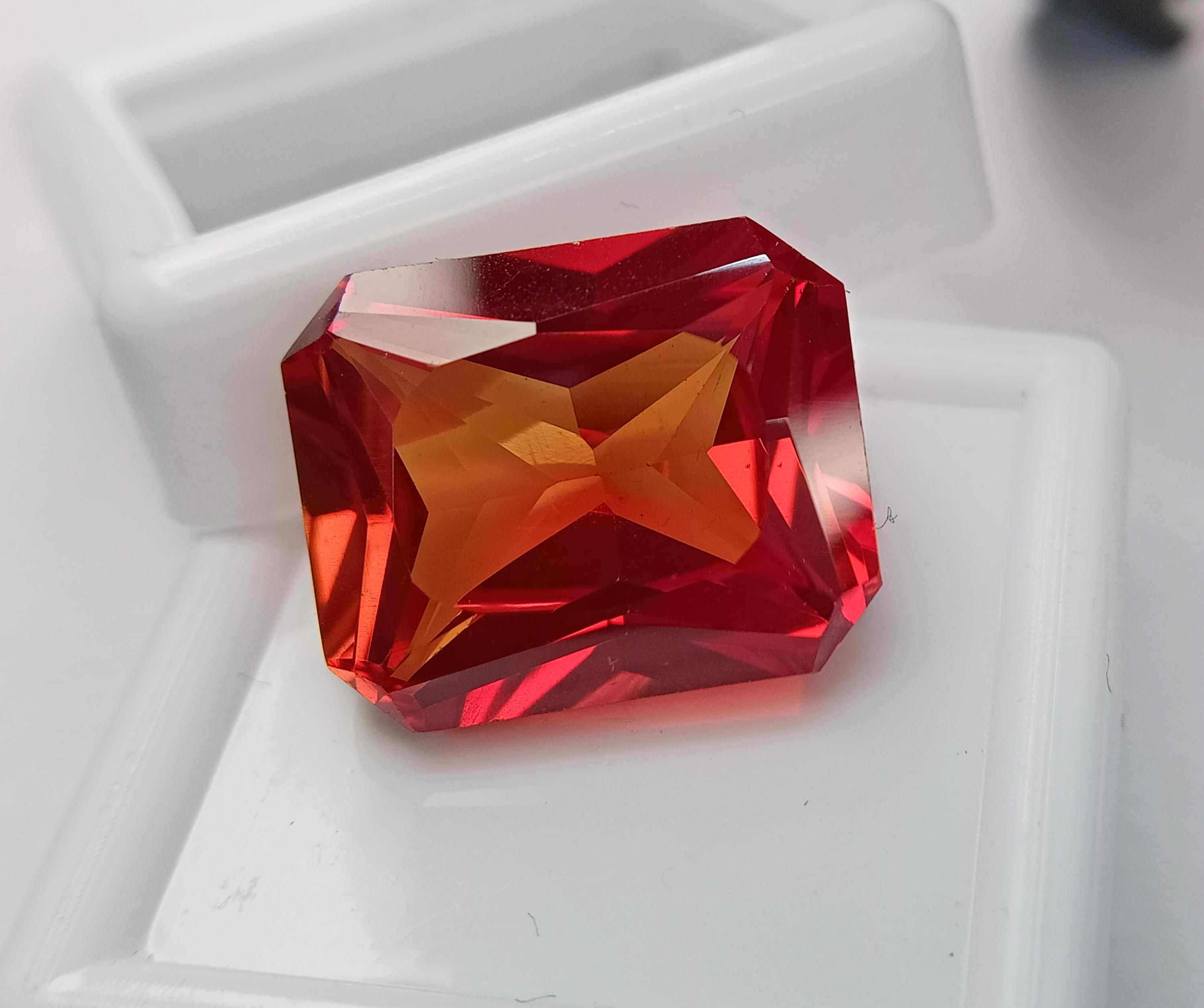 Flow Less Fire Flawless Mexican Fire Opal Red Orange Emerald Cut 21.10 Ct Natural ...