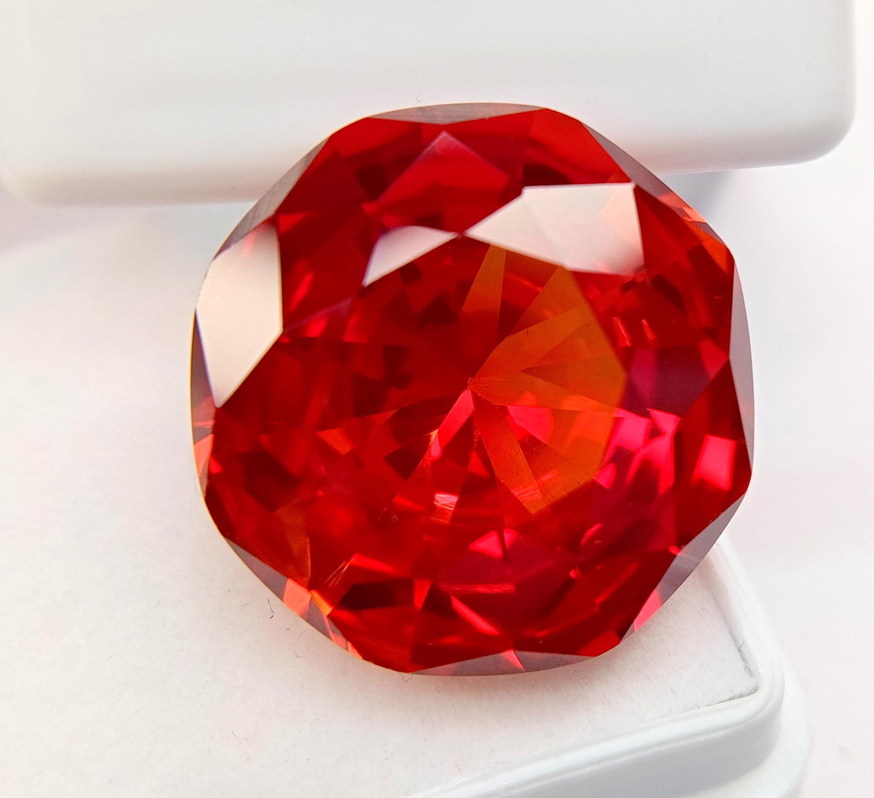 Flow Less Fire Flawless Mexican Fire Opal Red Orange Round 28.50 Ct Natural Gemstone ...
