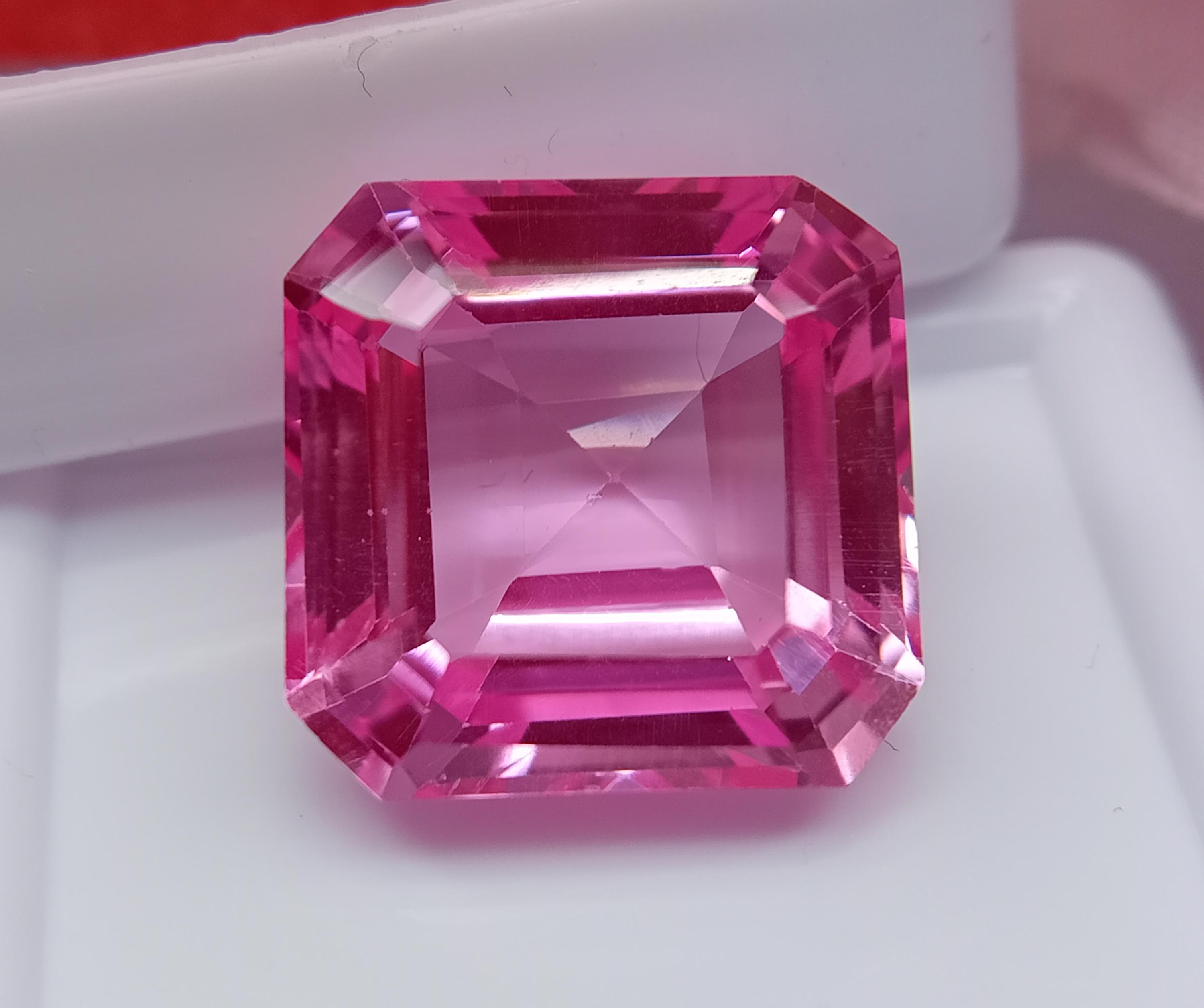 Certified 13 Ct Mahenge Spinel | Neon Pink Natural Gem | Square