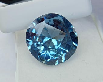 Flawless AAA++ Rare Natural Blue Aquamarine Round Cut Certified 12.95 Ct Gemstone Jewelry Making Gemstone, Best Superb Quality JM223