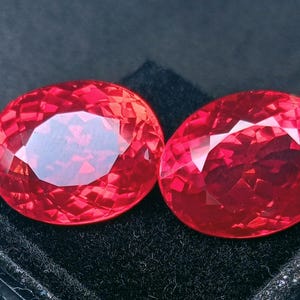 Pair of Mexican Fire Opal Red Orange Natural Oval Cut 24 Ct Gemstone Certified Opal Best For Making Earrings Jewelry, Best Sale Going JP453