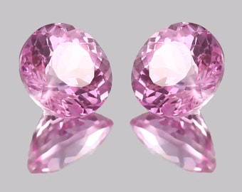 Paar natuurlijke roze zirkoon 6,95 kt rond geslepen losse edelsteenoorbellen. Gebruik het beste voor het maken van sieraden. NJ256