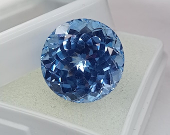 Flawless Natural Blue Aquamarine Round Shape Certified 15+ Ct Gemstone Jewelry Making Gemstone, Best Quality Stone AAA++