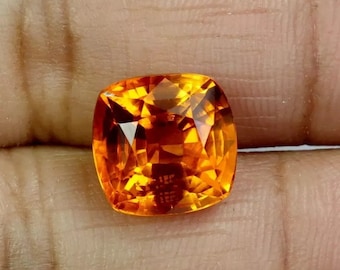 Prachtig!!!!! Oranje saffier kussenvorm Edelsteen van 5,00+ kt Uitstekend geslepen steen van topkwaliteit Beste voor het maken van sieraden Edelsteen van AAA-kwaliteit