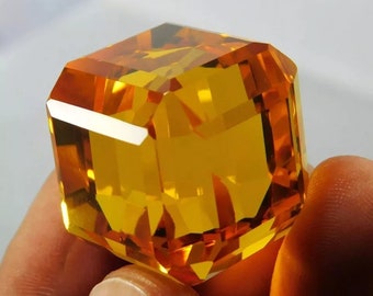 Certified 76.50 Cts Natural Brazilian Yellow Topaz Cube Cut AAA Loose Gemstone Jewelry Making Stone Green Topaz Cube Gift for Her