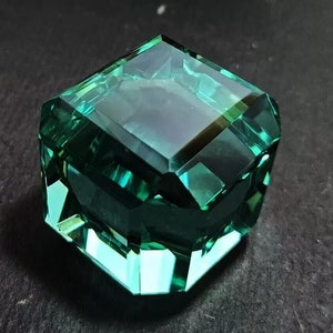 AAA 80カラット認定天然ブラジル産スイスグリーンキューブカットトパーズルースジェムストーンジュエリーメイキングストーングリーントパーズキューブ彼女へのギフト