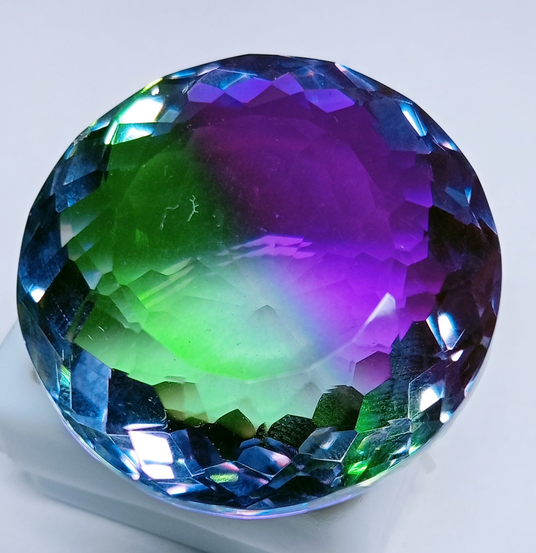 Bi Color Purple Green Tourmaline Superb Crystal Doublet