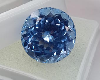 Natural Blue Aquamarine Round Shape Certified 17.50 Ct Gemstone Jewelry Making Gemstone, Best Quality Stone AAA++ JM434