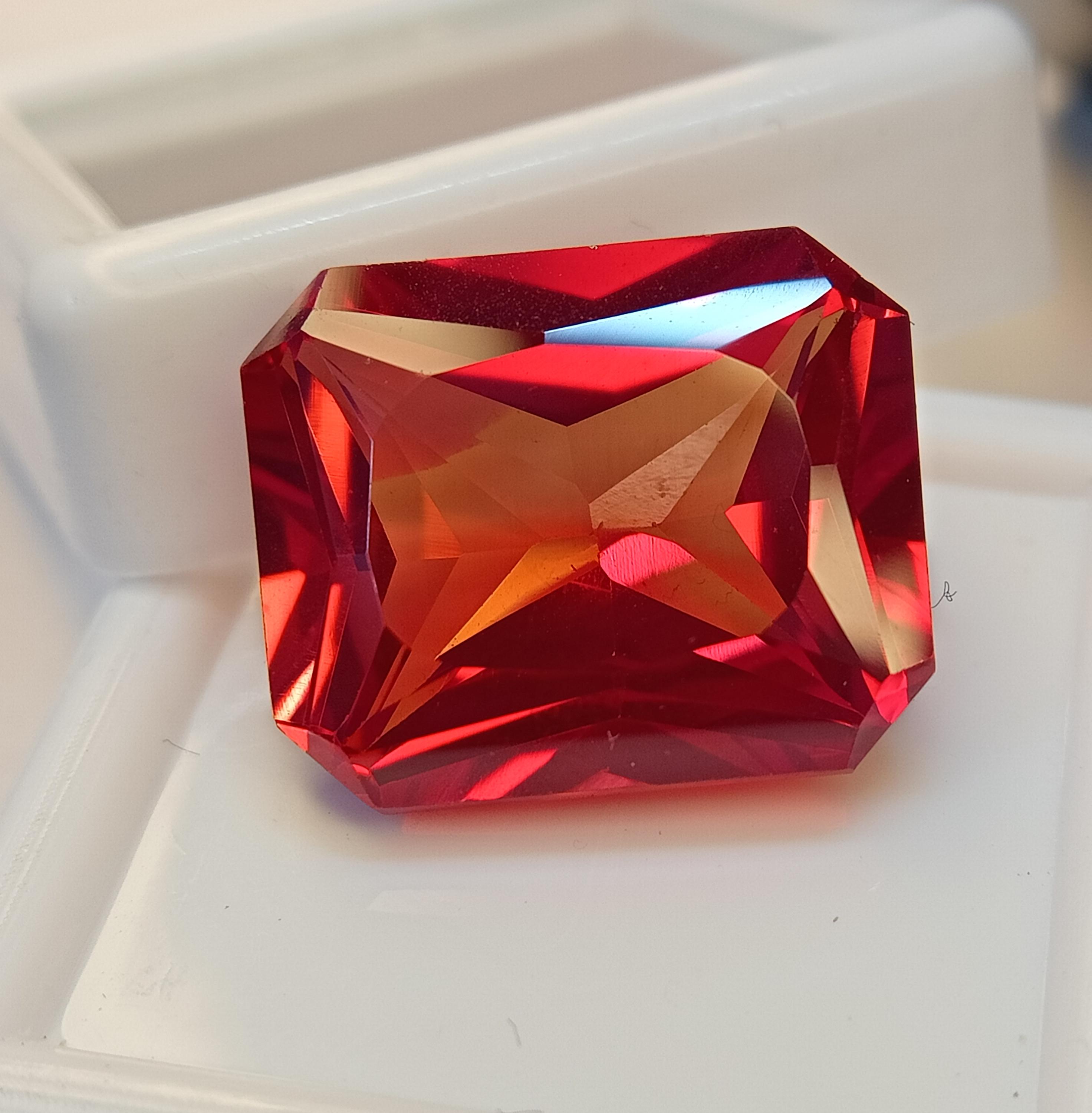 Flow Less Fire Flawless Mexican Fire Opal Red Orange Emerald Cut 21.10 Ct Natural ...
