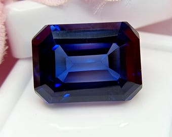 Certified Natural Blue Sapphire 18 Ct | AAA Quality Flawless Emerald Cut Gemstone | Premium Loose Stone for Jewelry Making SS134