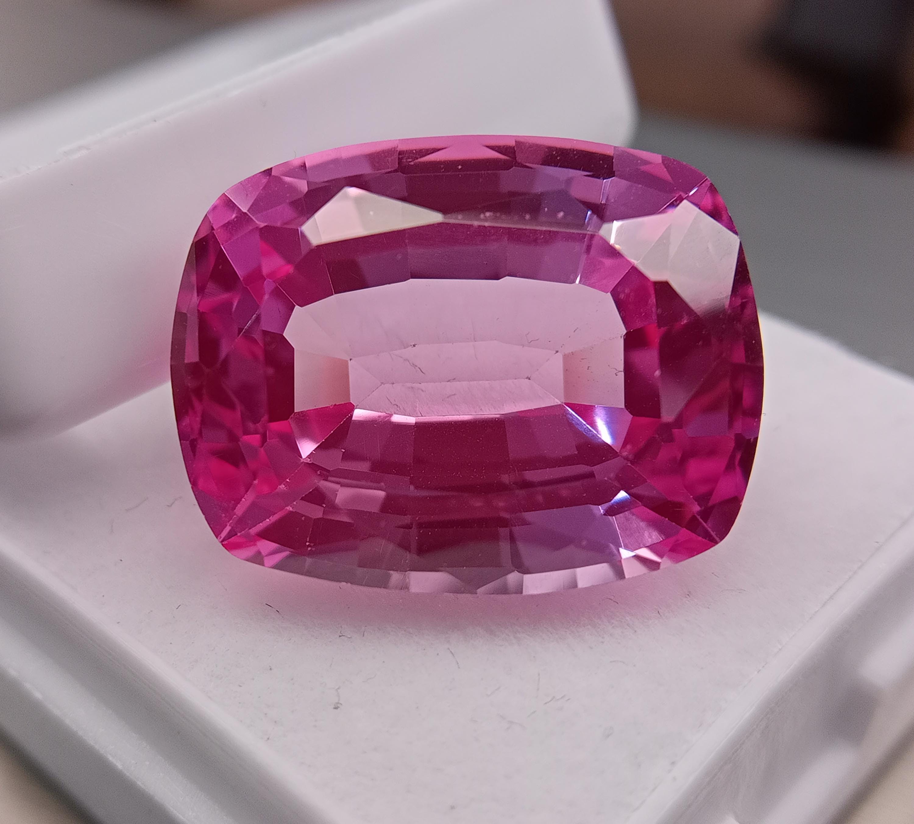 Flawless 25.50 Ct Natural Pink Sapphire Certified Cushion Cut