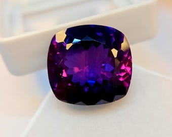 Tanzanite naturelle irréprochable certifiée 14,80 carats, violet bleu, pierre précieuse coupée en coussin, tanzanite naturelle, taille de bague meilleure offre AB016